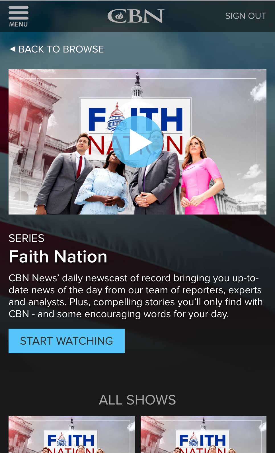 Faith Nation Mobile View